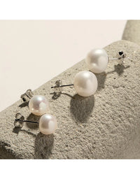 Luminosity Pearl Bridal Studs Silver Medium