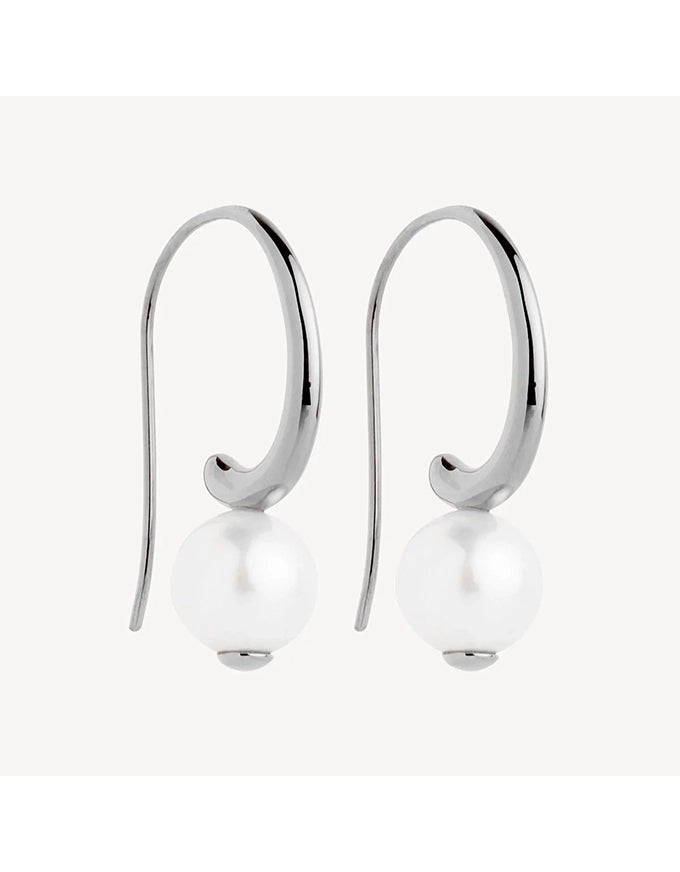 Fern Pearl Earrings Silver