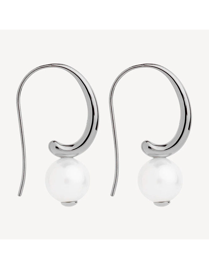 Fern Pearl Earrings Silver