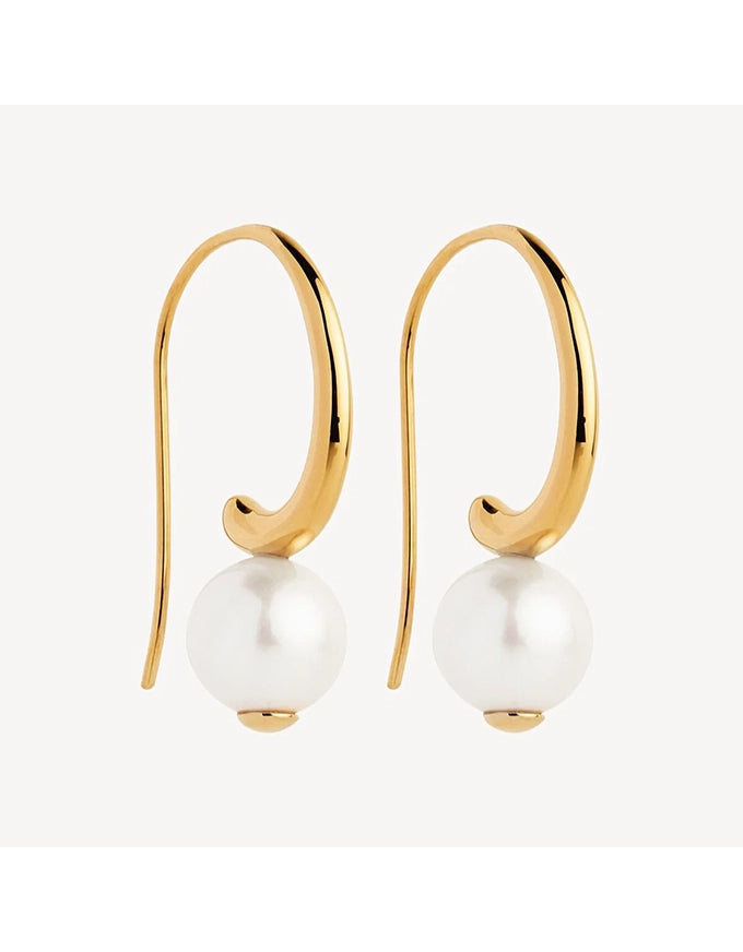 Fern Pearl Earrings Gold