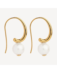 Fern Pearl Earrings Gold
