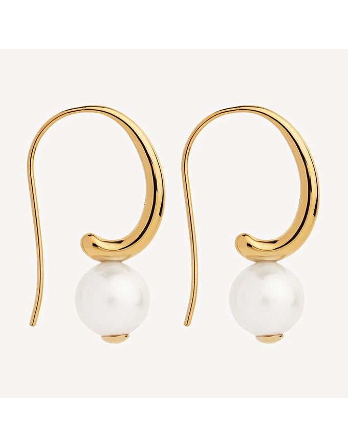 Fern Pearl Earrings Gold