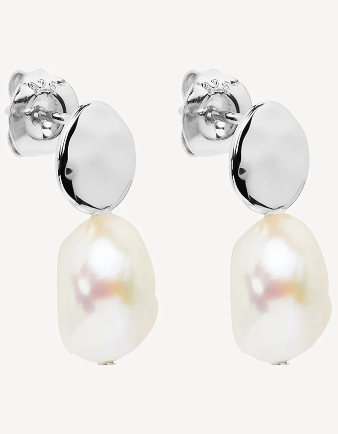 Renaissance Pearl Earrings Silver