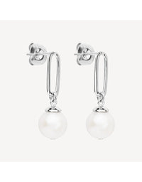 The Enchantress Pearl Drop Stud Earrings Silver