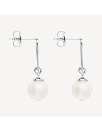 The Enchantress Pearl Drop Stud Earrings Silver
