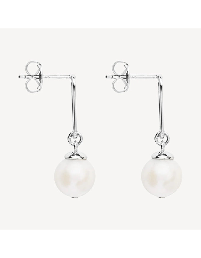 The Enchantress Pearl Drop Stud Earrings Silver