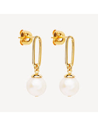 The Enchantress Pearl Drop Stud Earrings Gold