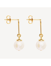 The Enchantress Pearl Drop Stud Earrings Gold