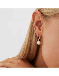 The Enchantress Pearl Drop Stud Earrings Gold