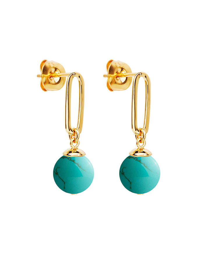 The Enchantress Gold Turquoise Drop Stud Earring