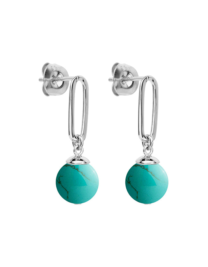 The Enchantress Silver Turquoise Drop Stud Earrings