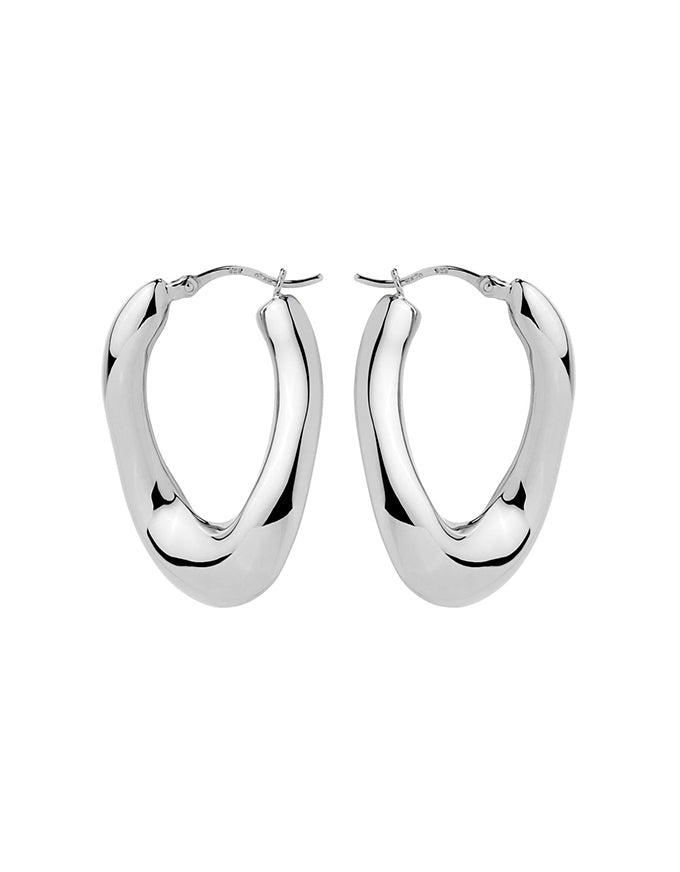 Gravity Silver Hoop Earrings