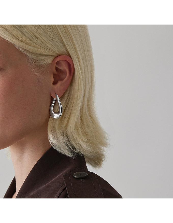 Gravity Silver Hoop Earrings