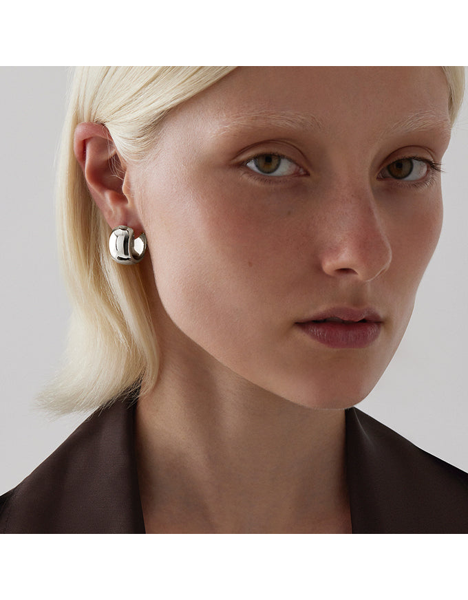 Daynight Silver Huggie Earrings
