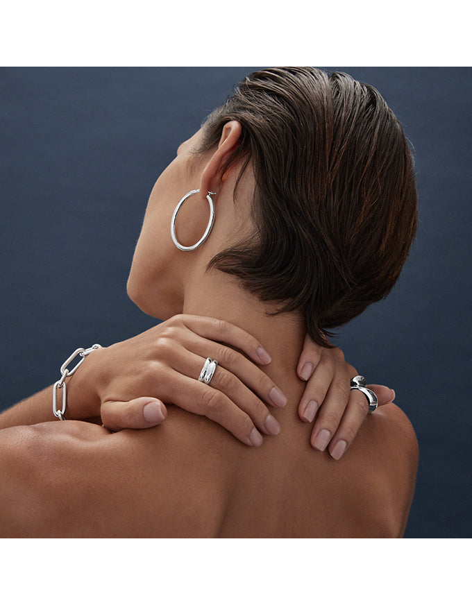 Orbit Silver Hoop Earrings
