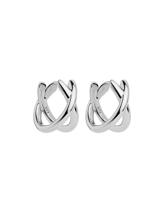 Moonkiss Silver Huggie Earrings