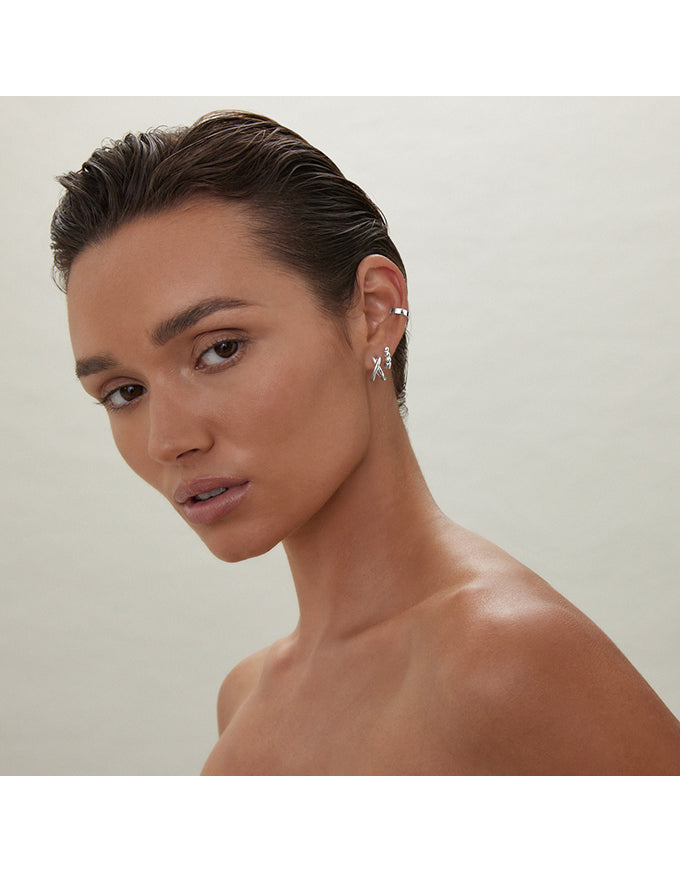 Moonkiss Silver Huggie Earrings