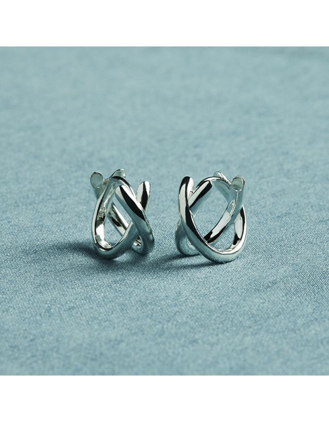 Moonkiss Silver Huggie Earrings
