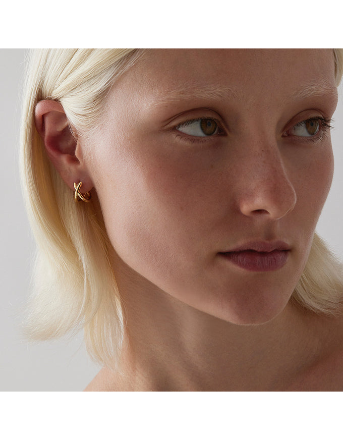 Moonkiss Yellow Gold Huggie Earrings
