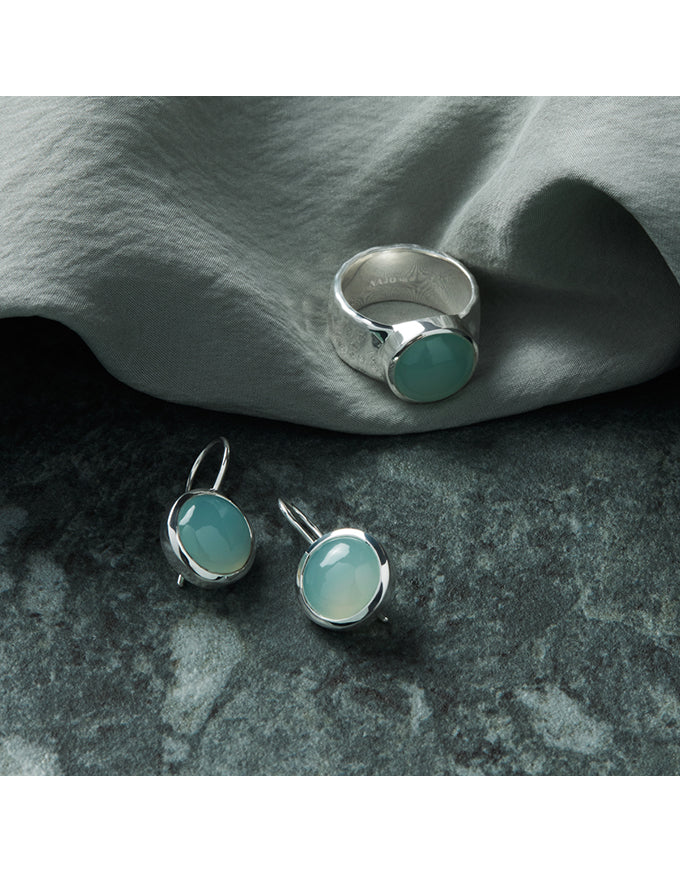 Chroma Silver Aqua Chalcedony Earrings