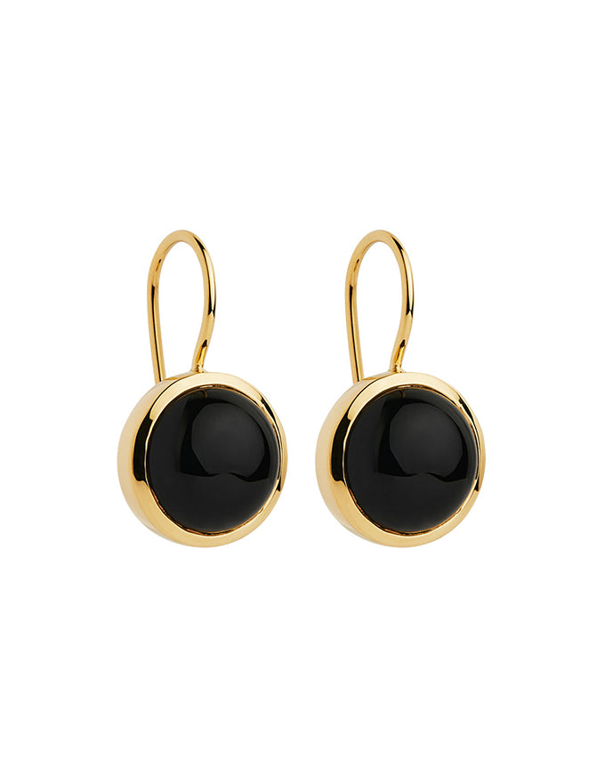 Chroma Yellow Gold Black Onyx Earrings