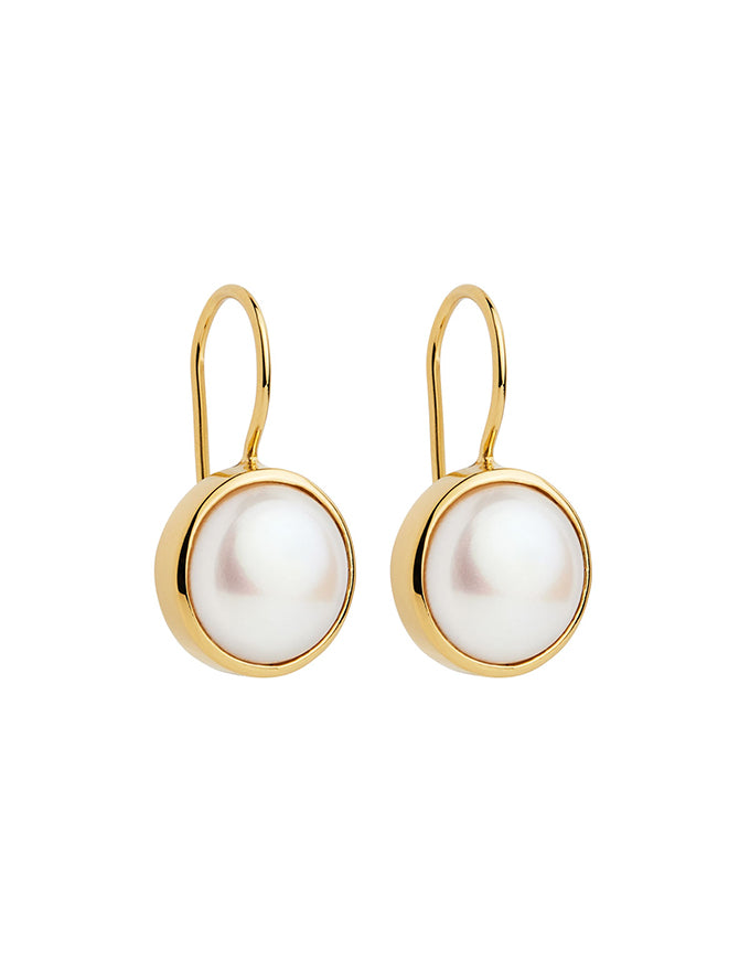 Chroma Yellow Gold Pearl Earrings