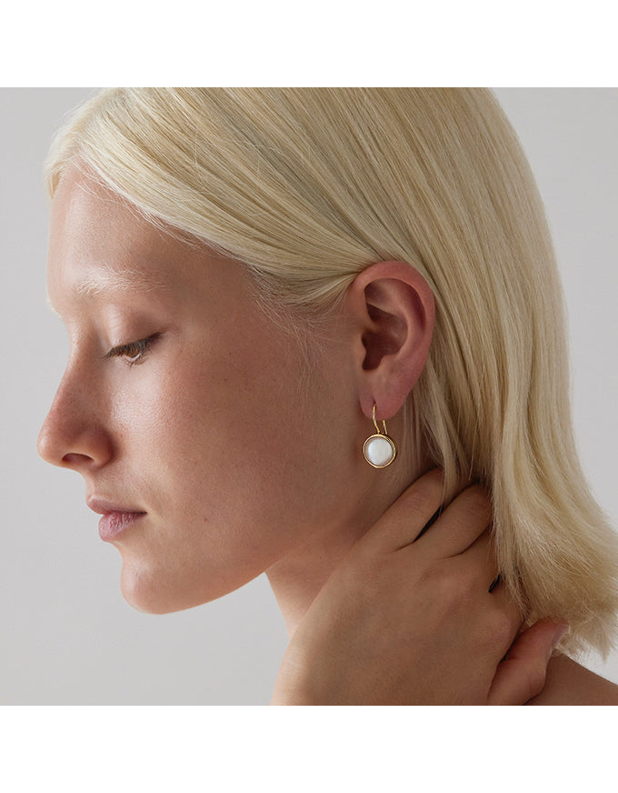 Chroma Yellow Gold Pearl Earrings