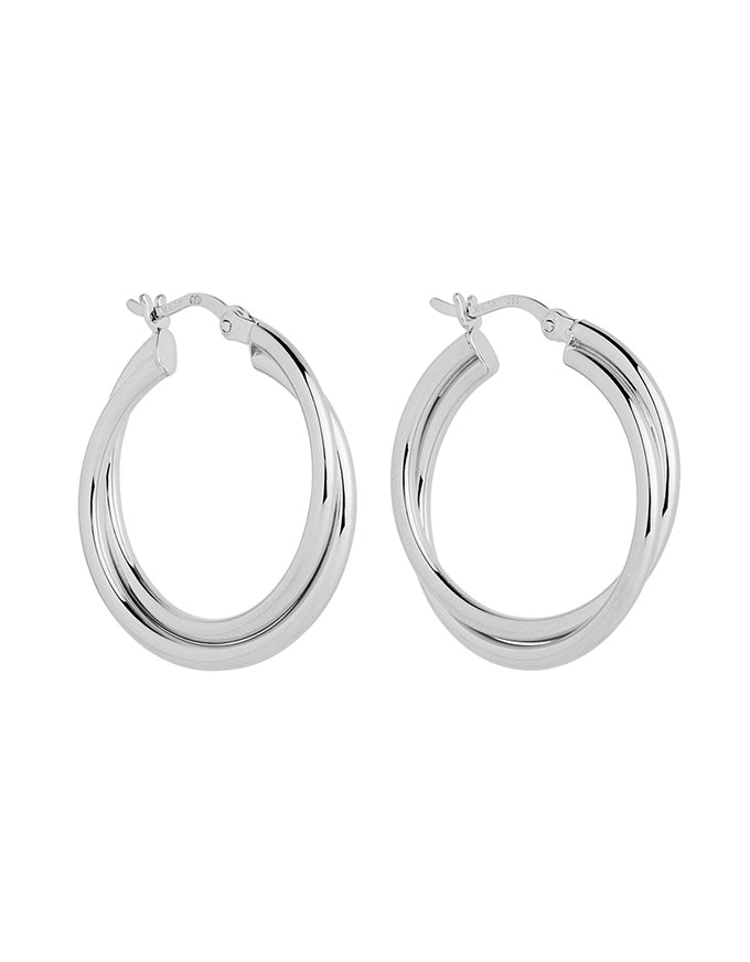 Duet Hoop Earrings Silver