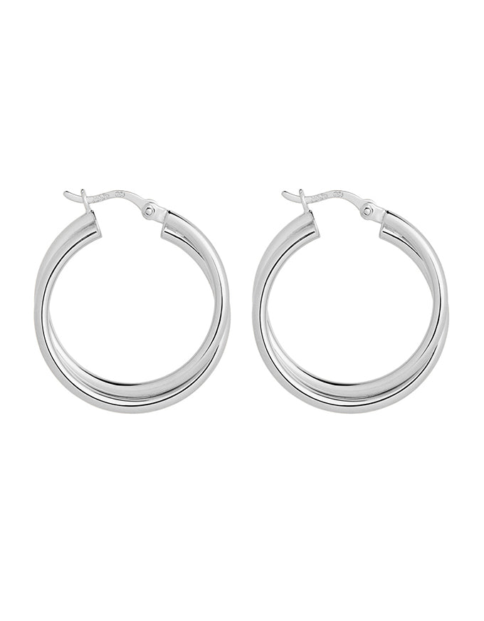 Duet Hoop Earrings Silver
