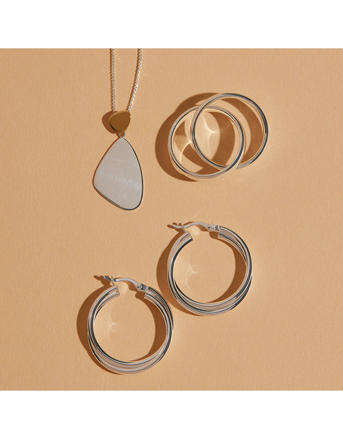 Duet Hoop Earrings Silver