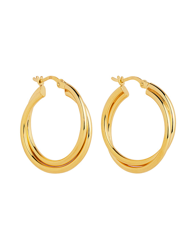 Duet Hoop Earrings Gold