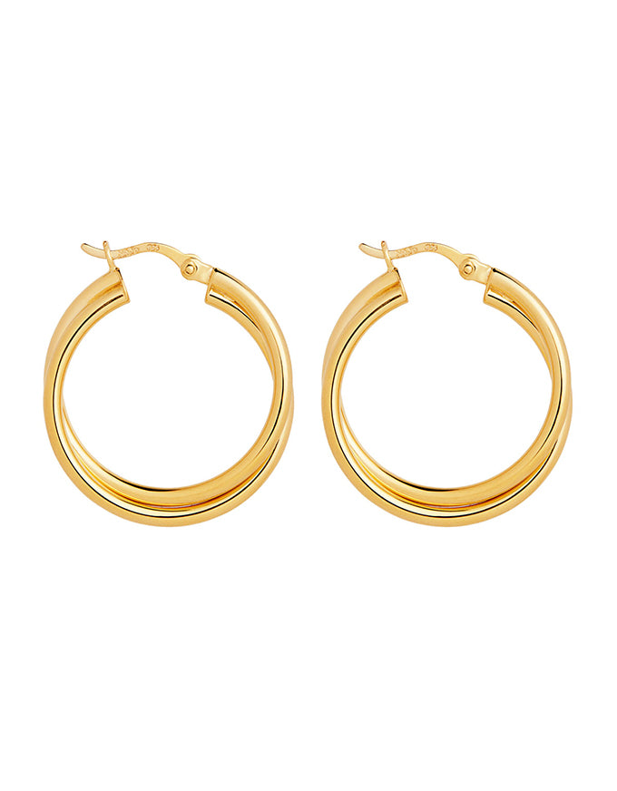 Duet Hoop Earrings Gold