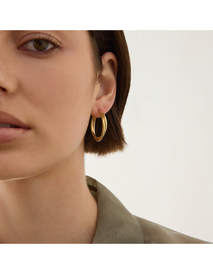 Duet Hoop Earrings Gold