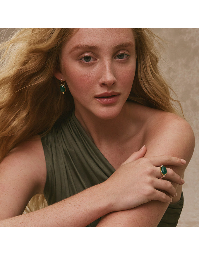 Fleur Green Onyx Earrings