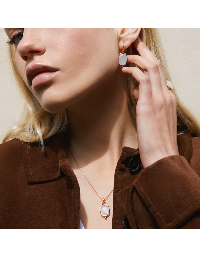 Fleur Rainbow Moonstone Earrings