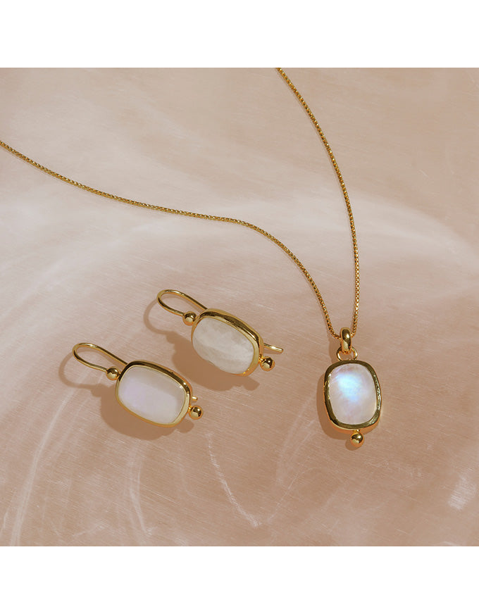 Fleur Rainbow Moonstone Earrings