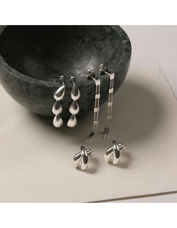 Summer Veil Stud Earrings Silver