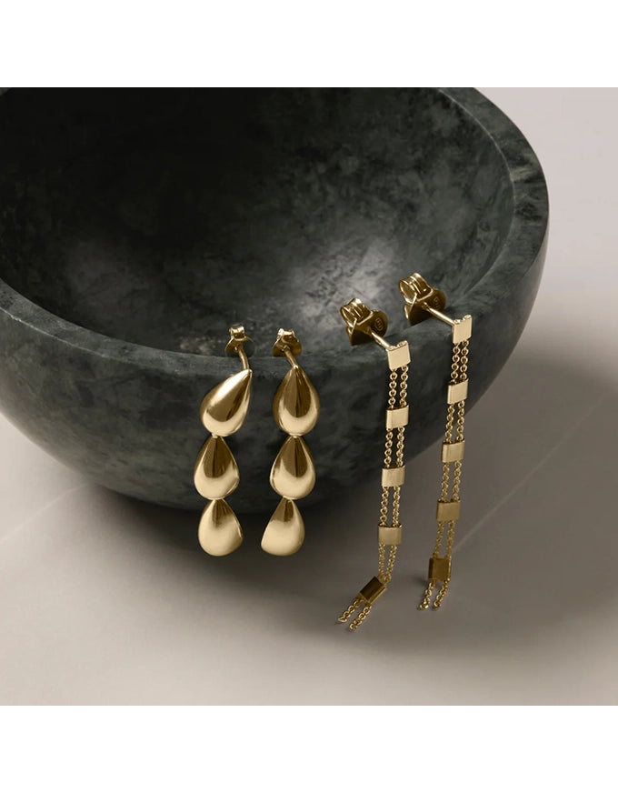 Summer Veil Stud Earrings Yellow Gold