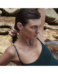 Tidal Whisper Double Pearl Earring Silver