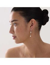 Tidal Whisper Double Pearl Earring Silver