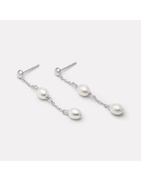 Tidal Whisper Double Pearl Earring Silver
