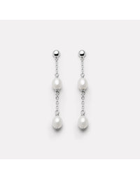 Tidal Whisper Double Pearl Earring Silver