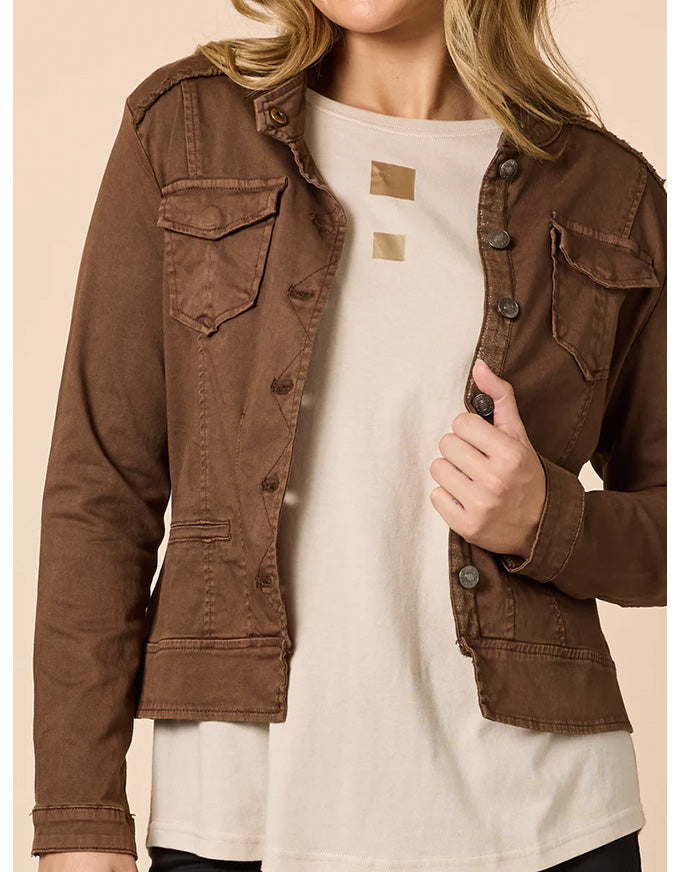 Military Denim Jacket Chocolate