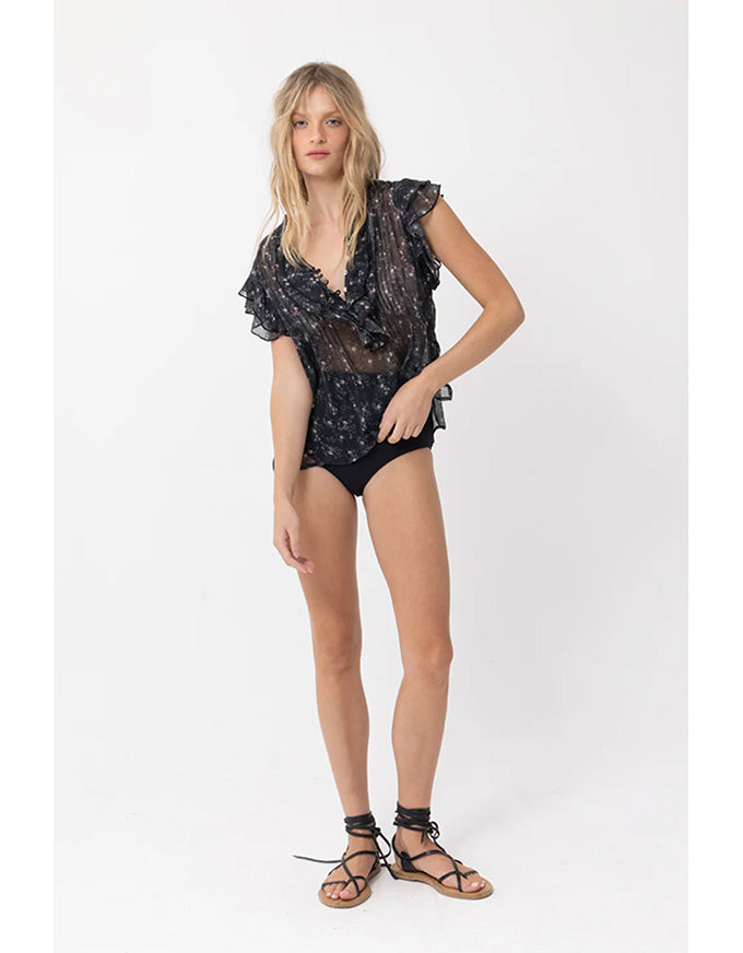 Enchanted Blouse French Floral Black