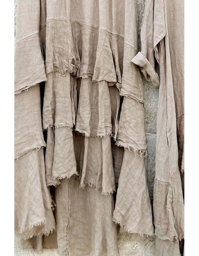 Elixir Linen Frill Skirt (Cashmere) Beige
