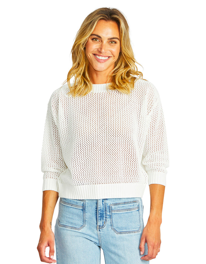 Ellie Open Knit Pullover White