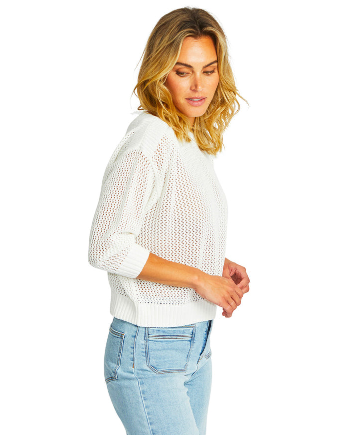 Ellie Open Knit Pullover White