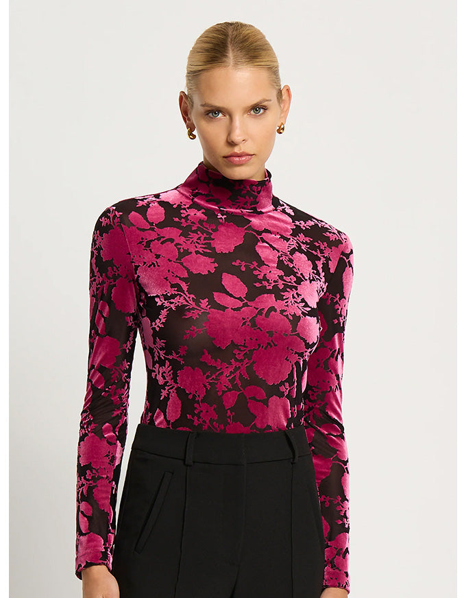 Emily Top Fuchsia & Black Print