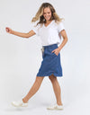 Emmy Chambray Denim Skirt Dark Blue