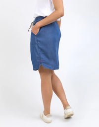 Emmy Chambray Denim Skirt Dark Blue